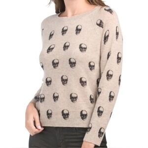 360 Cashmere - Skull Cashmere Grunge Skull Print 100% Cashmere Sweater $380 M